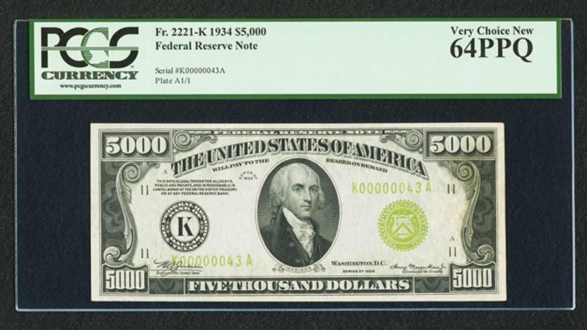 $5,000 Note (Blue Seal)