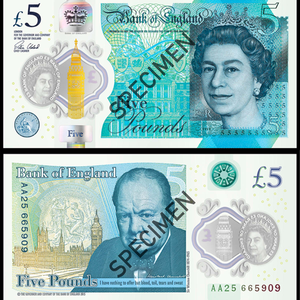 Bank of England new 5 Pounds (Churchill) - Exchange yours today