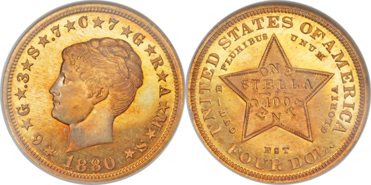 Value of 1880 Stella Coiled Hair $4 Gold