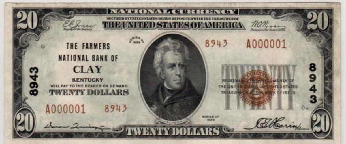 First type 2 $20 Farmers National Bank of Clay sheet - Numismatic News