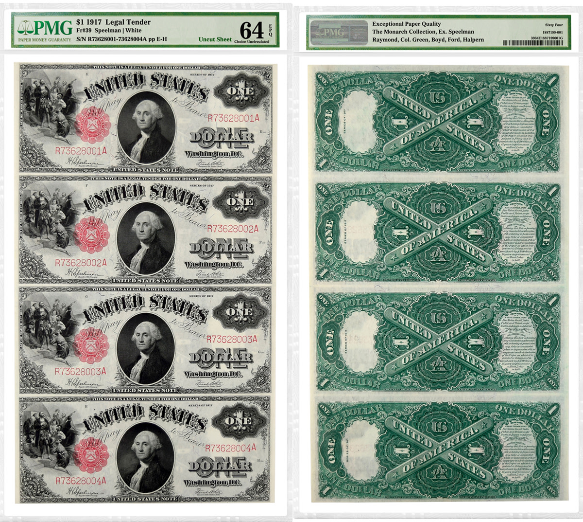 What are $1 bills in a sheet worth uncut & uncirculated? - APMEX
